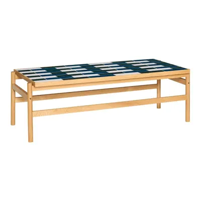 Măsuță de cafea alb-negru/în culoare naturală cu aspect de lemn de stejar 61x132 cm Motif – Hübsch