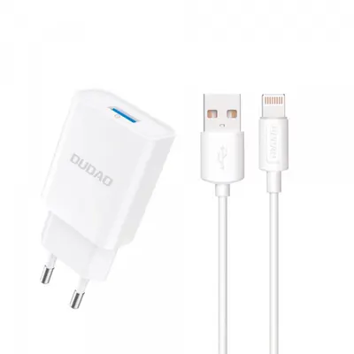 Incarcator Retea Cu Cablu Lightning Dudao A4EU, 10W, 2.1A, 1 x USB-A, Alb