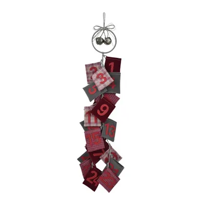 Calendar advent suspendat din lână Ego Dekor Advent, înălțime 77 cm, roșu