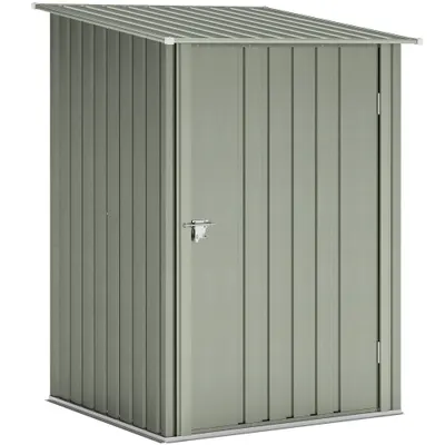 Outsunny Căsuță de Grădină 0,92m² din Oțel Galvanizat, Căsuță pentru Unelte cu Ușă Blocabilă și Acoperiș Înclinat, 100x104x160 cm, Argintiu Gri | Aosom Romania