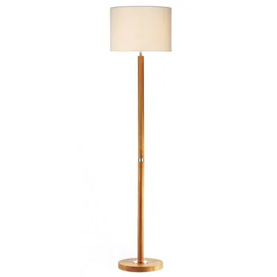 Lampadar de podeaAvenue Floor Lamp Light Wood Polished Chrome With Shade