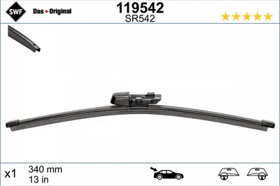 Lamela Stergator Spate (1 Buc) 340mm Potrivit Ford Tourneo Connect V761 Nadwozie Wielko; Seat Tarraco; Skoda Karoq, Superb Iv; Vw Caddy California V Camper, Caddy V, Caddy V Minivan 07.17