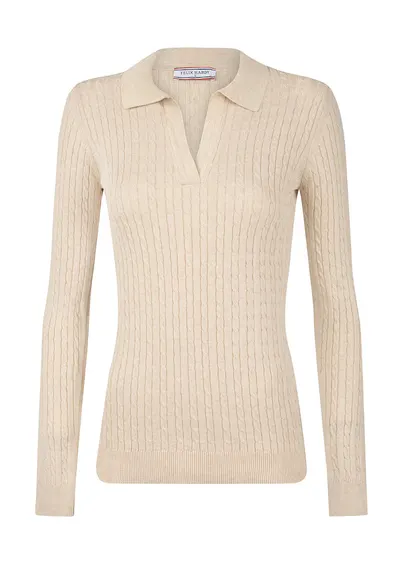 Pulover slim-fit cu model torsade - Bej inchis