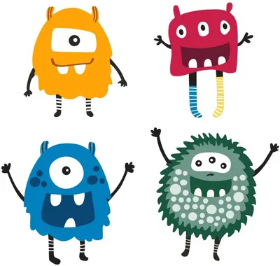 Set de autocolante de perete pentru copiiGinger Home - Monster, 4 buc.
