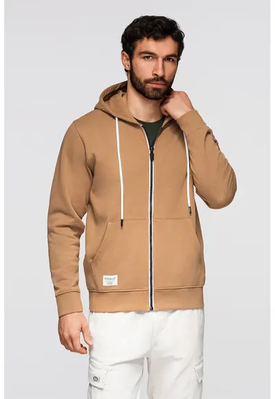 Hanorac regular fit cu buzunare - Maro camel