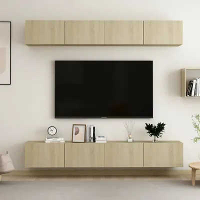 vidaXL Dulapuri TV, 4 buc., stejar sonoma, 100x30x30 cm lemn prelucrat