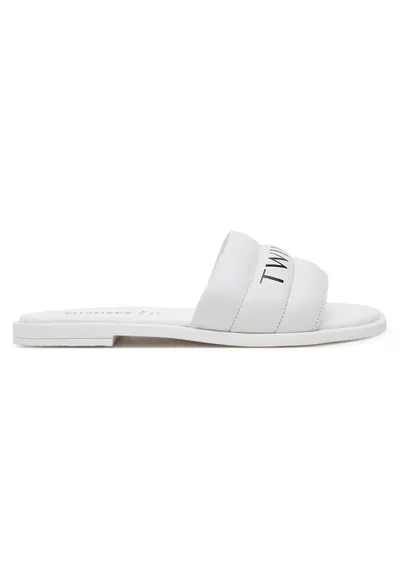Slapi unisex Ice - piele naturala - alb