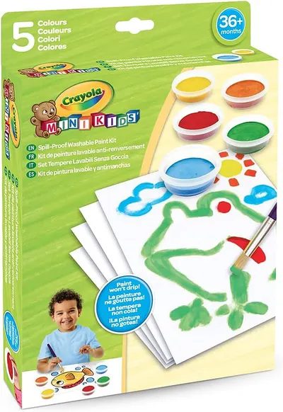 Set de vopsele tempera Crayola Mini Kids - Cu pensulă și șabloane