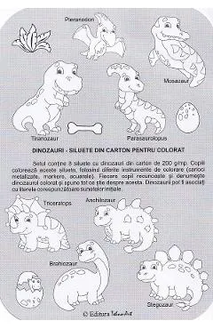 Siluete din carton pentru colorat. Dinozauri