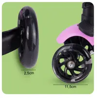 Trotineta pentru copii, Malplay, pliabila, scaunel detasabil, roti PU cu Led, punte antiderapanta si frana de picior, cu scaunel si ghidon reglabil pe inaltime, manere ergonomice, cosulet incorporat, Pink LadyBug