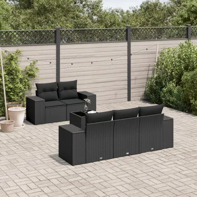 Gossi set mobilier de gradina cu perne, 6 piese, negru, poliratan
