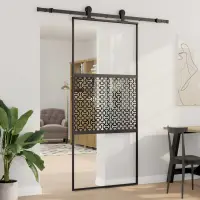 vidaXL Ușă de sticlă 90 x 2 x 205 cm Aluminiu Negru