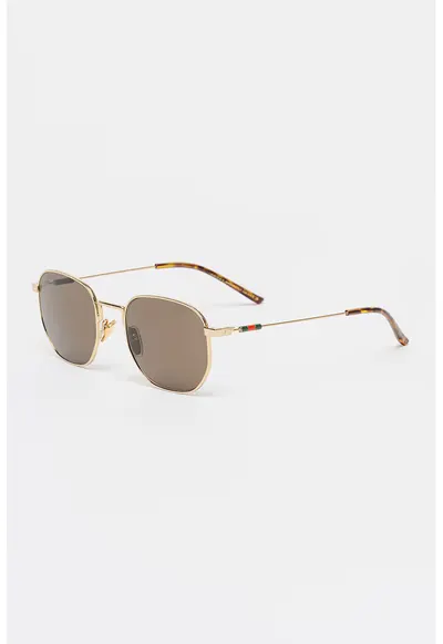 Ochelari de soare aviator cu lentile uni - Auriu/Maro cognac