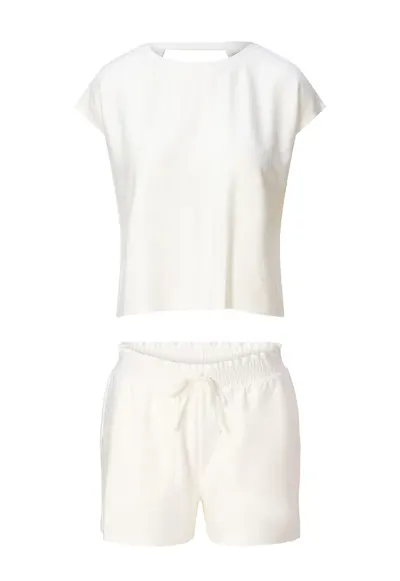 Set de pantaloni scurti si tricou uni - Alb murdar
