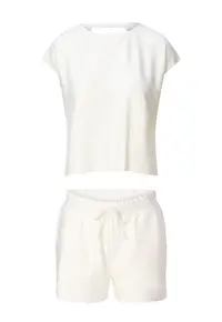 Set de pantaloni scurti si tricou uni - Alb murdar