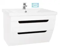 Set Baza front MDF si Lavoar seria 730, suspendata cu sertare, 100 cm, alb rustic