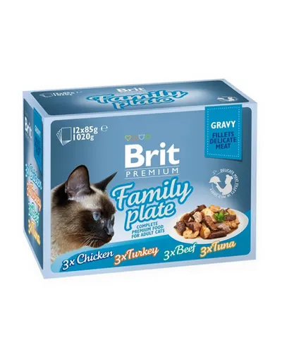 BRIT Premium by Nature pisici fileuri în sos Family Plate 12x85g