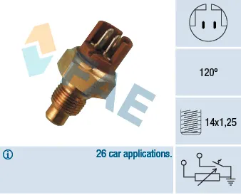 Senzor temperatura lichid racire (numar pini: 2, maro) potrivit RENAULT 19 I, 19 II, 19 II CHAMADE, TRAFIC 1.8 2.0 2.2 05.89-10.97