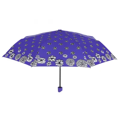 Umbrelă damă MINI manuală Perletti flori buline albastru