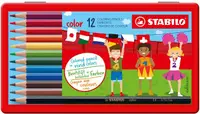 Set de creioane colorate Stabilo Color - 12 culori, în cutie metalică