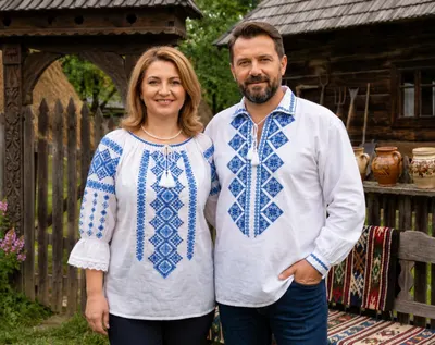 Set Traditional Cuplu 655 Camasi traditionale cu broderie