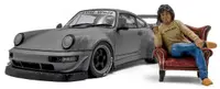 Model de colecție SOLIDO Modern: Automobile - Porsche 911 (964) RWB Body Kit with Akira Nakai Figure, Nardo Grey, 2024 - L.E. 4000 pcs.