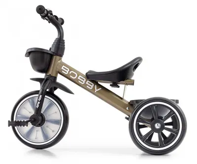 Tricicleta pentru copii Milly Mally Bobby Golden cu cadru robust din otel, roti Eva, +24 luni