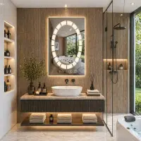 Oglinda led ovala premium 60x80, cu touch, dezaburire si lumina reglabila