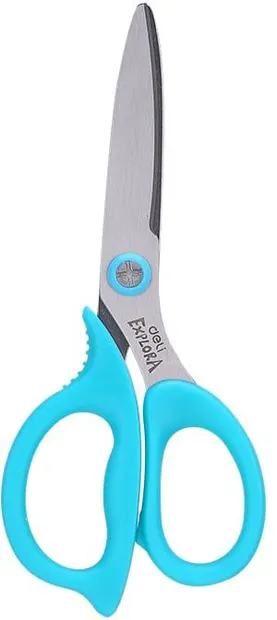 Foarfecă pentru copii Deli Explora Kids - E77755, 13,5 cm, albastru