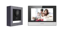 Kit videointercom IP Hikvision DS-KIS602(B), contine: DS-KD8003- IME1(B)/Surface × 1, DS-KH6320-WTE1 × 1, 4-port standard PoE sw