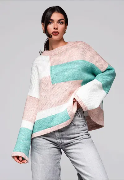 Pulover colorat LW-SWSW-0108 - Roz deschis