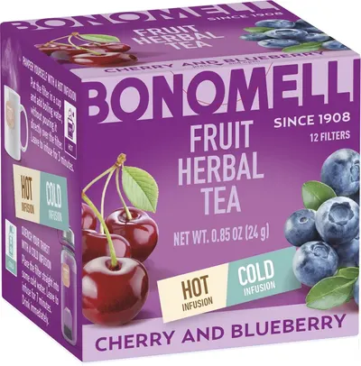 Ceai de fructe cu cireșe și afine, 12 plicuri, Bonomelli