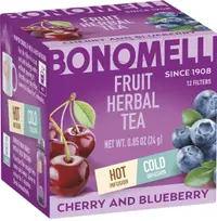 Ceai de fructe cu cireșe și afine, 12 plicuri, Bonomelli