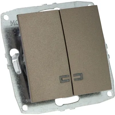 Mecanism Intrerupator dublu cu LED, ingropat/ST, LIGHT FUME