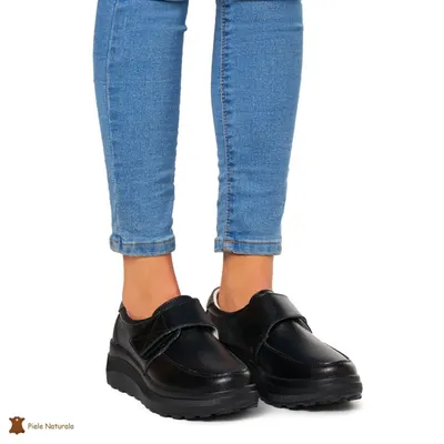 Pantofi Casual dama din Piele Naturala CRL0858 NEGRU