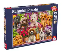 Puzzle Schmidt din 500 de piese - Puppies on The Shelf