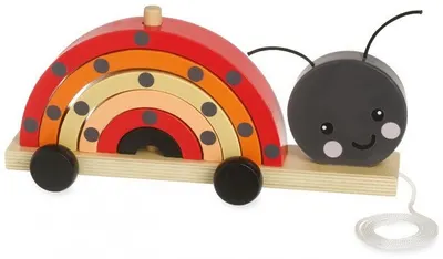 Jucărie din lemn de tragere și înşirare Orange Tree Toys - Buburuză