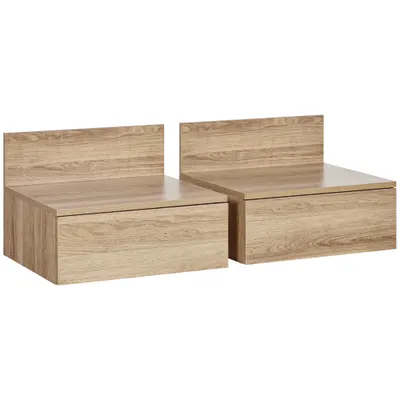 HOMCOM Set de 2 Noptiere Suspendate din PAL cu Montaj pe Perete pentru Dormitor și Living, 43x36.5x30.5 cm | Aosom Romania