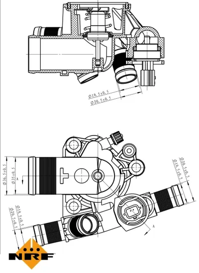 Termostat sistem racire (83 C, in carcasa) potrivit NISSAN PRIMASTAR; OPEL VIVARO A; RENAULT ESPACE IV, LAGUNA III, TRAFIC II 2.0D 01.06