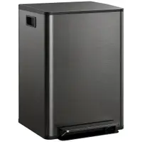 HOMCOM Coș de gunoi de bucătărie 2 compartimente 2 x 30L, oțel inoxidabil, capac cu închidere silențioasă, 47,7x37,5x66,8cm, negru | Aosom Romania