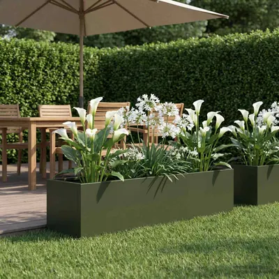 vidaXL Vază pentru Grădină Verde măsliniu 100 x 20 x 20 cm