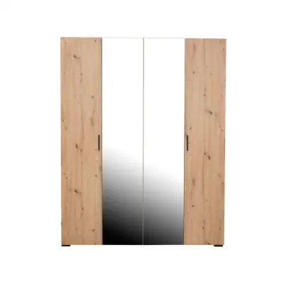 Dulap ECONO, oglinzi, 4 usi, 4 rafturi, bara de haine, stejar artisan, 160x50x206 cm