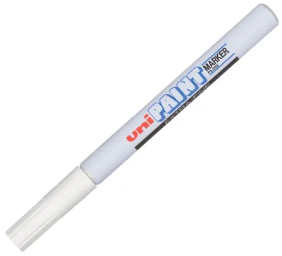 Marker permanent Uniball pe baza de ulei – Alb, 0.8 mm
