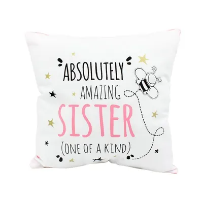 Pernă personalizată cu mesaj, Nekupto - "Absolutely Amazing Sister", 30x30 cm, bumbac