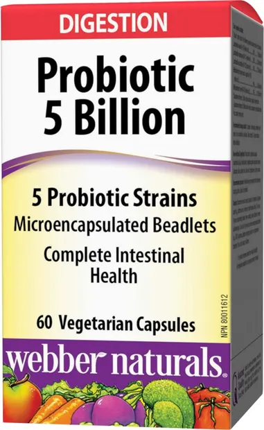 Probiotic 5 Billion, 60 capsule, Webber Naturals