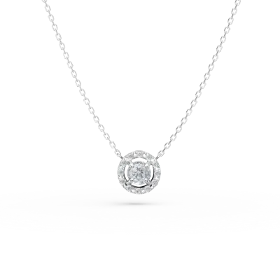 Lant cu pandantiv minimalist din aur alb cu diamante de 0.2ct