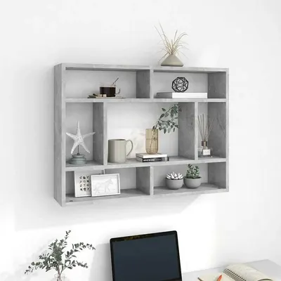 vidaXL Rafturi de perete, gri beton, 75x16x55 cm, lemn prelucrat