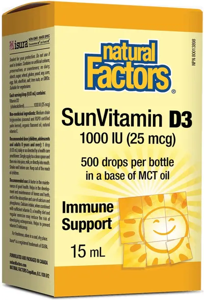 Vitamin D3, 1000 IU, 15 ml, Natural Factors