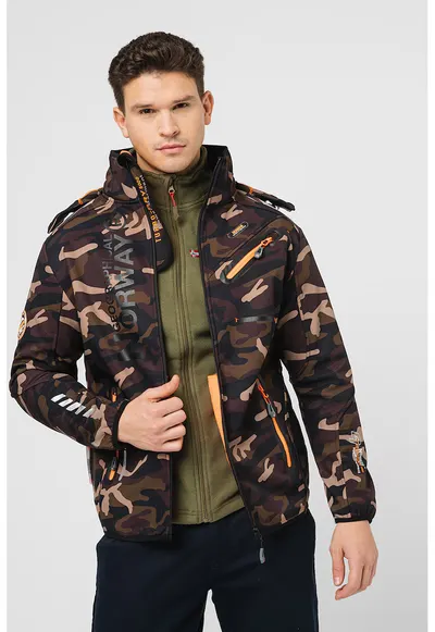 Jacheta cu gluga si captuseala din fleece Rayoute - Maro/Bej