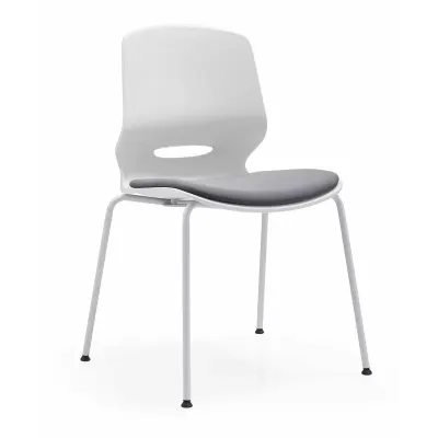 Scaun pentru birou ergonomic Seren , fix cu picioare metalice ,culoare:alb , dimensiuni 400*440*835 mm
